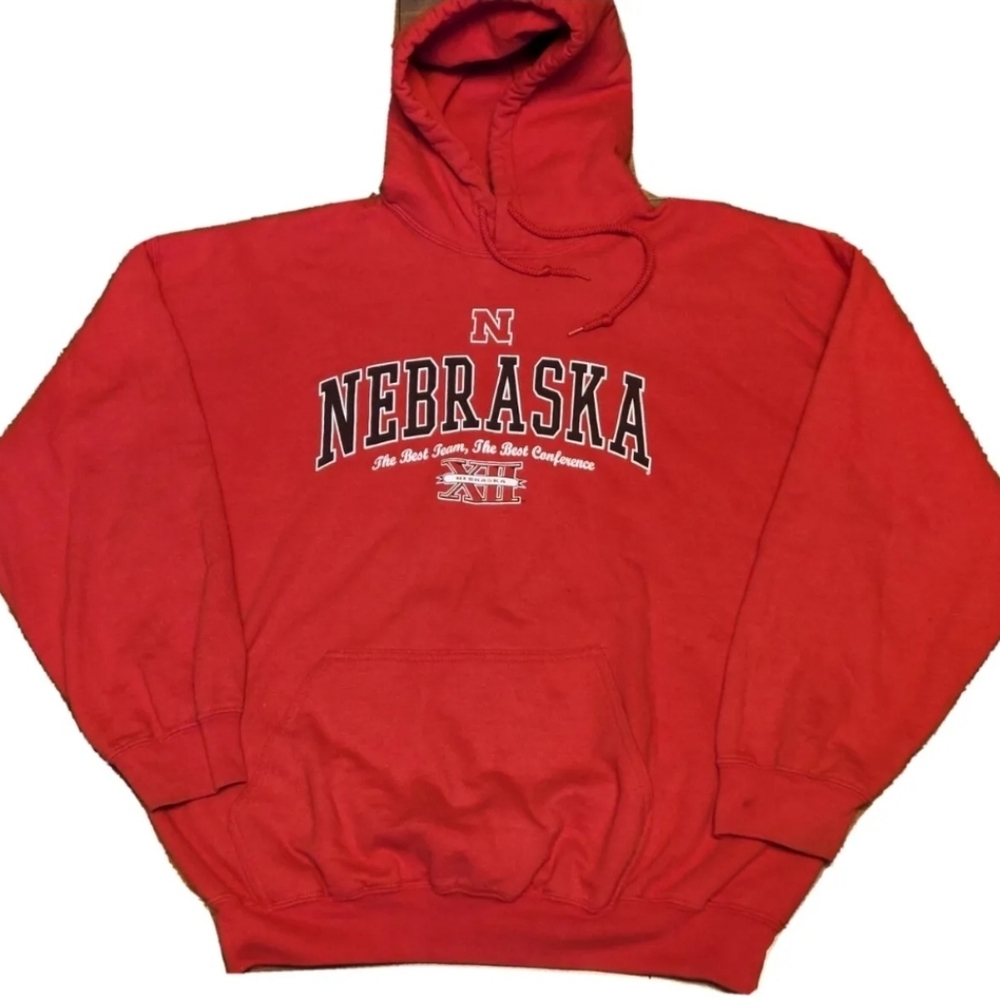 STEP AHEAD Hoodie Men's Size XL Red NCAA Nebraska Cornhuskers Football Pullover